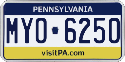 PA license plate MYO6250