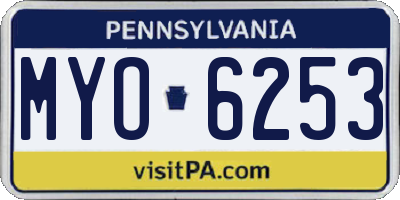 PA license plate MYO6253