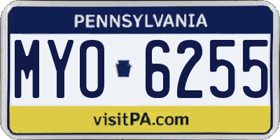 PA license plate MYO6255