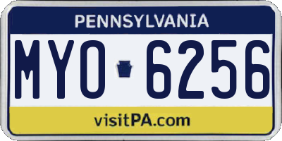 PA license plate MYO6256