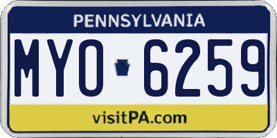 PA license plate MYO6259