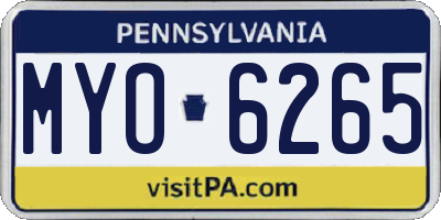 PA license plate MYO6265