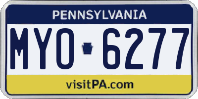 PA license plate MYO6277