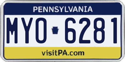 PA license plate MYO6281