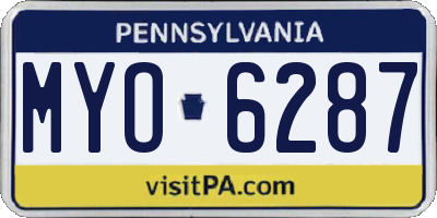 PA license plate MYO6287