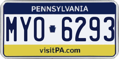 PA license plate MYO6293