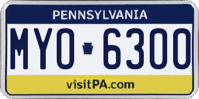 PA license plate MYO6300