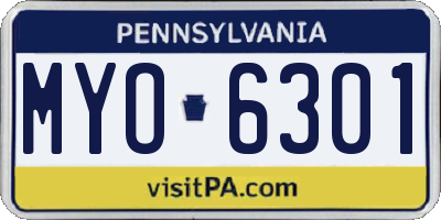 PA license plate MYO6301