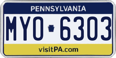 PA license plate MYO6303
