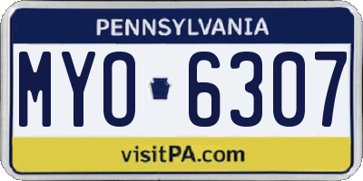 PA license plate MYO6307
