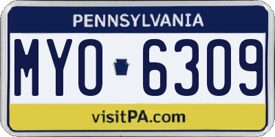 PA license plate MYO6309