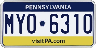 PA license plate MYO6310