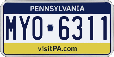 PA license plate MYO6311