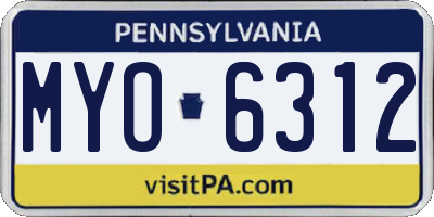PA license plate MYO6312