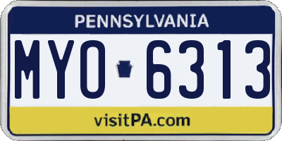 PA license plate MYO6313