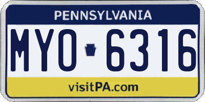 PA license plate MYO6316