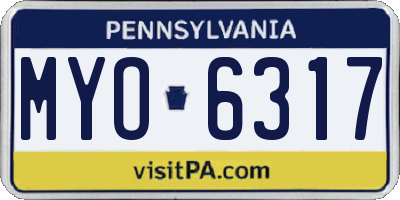 PA license plate MYO6317