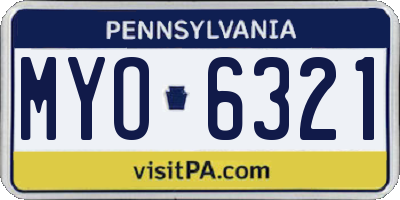 PA license plate MYO6321