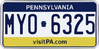 PA license plate MYO6325