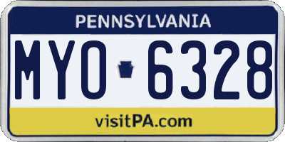 PA license plate MYO6328
