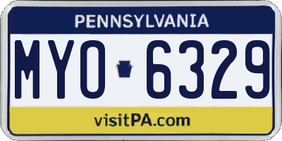 PA license plate MYO6329