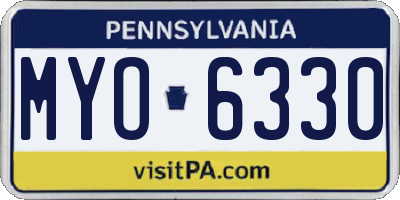 PA license plate MYO6330