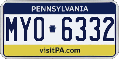 PA license plate MYO6332