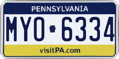 PA license plate MYO6334