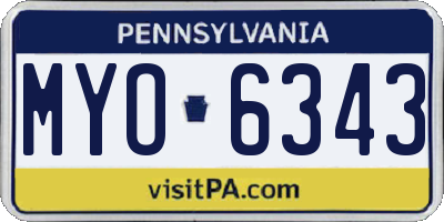 PA license plate MYO6343