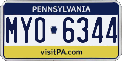 PA license plate MYO6344