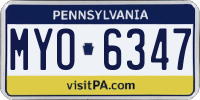 PA license plate MYO6347