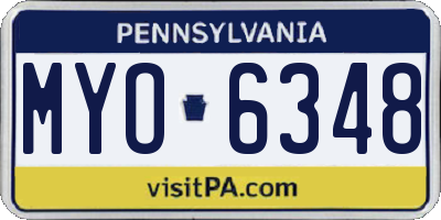 PA license plate MYO6348