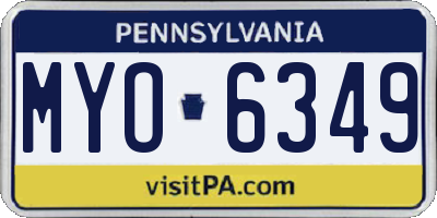 PA license plate MYO6349
