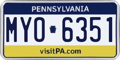 PA license plate MYO6351
