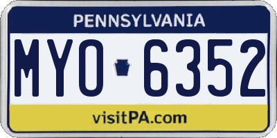 PA license plate MYO6352