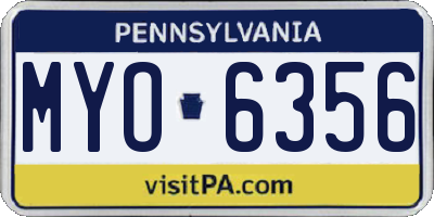 PA license plate MYO6356