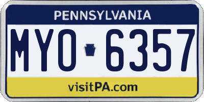 PA license plate MYO6357