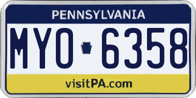 PA license plate MYO6358