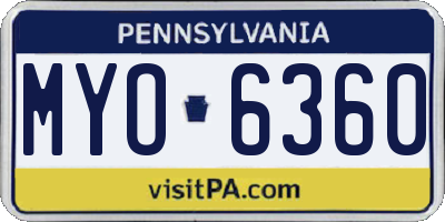 PA license plate MYO6360