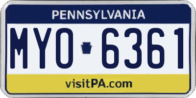PA license plate MYO6361