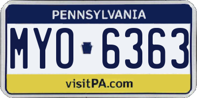 PA license plate MYO6363