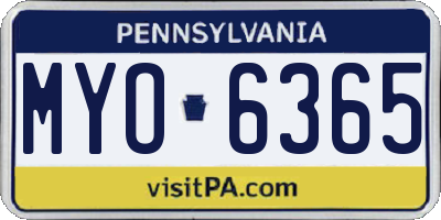 PA license plate MYO6365