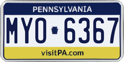 PA license plate MYO6367