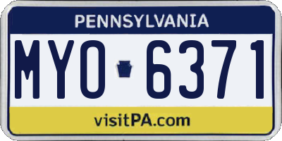PA license plate MYO6371