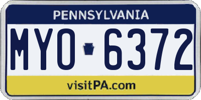 PA license plate MYO6372