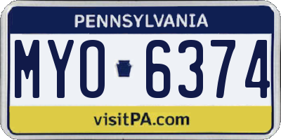 PA license plate MYO6374