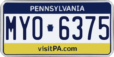 PA license plate MYO6375