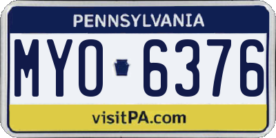 PA license plate MYO6376