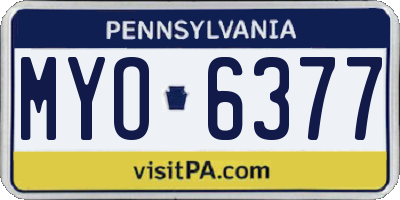 PA license plate MYO6377