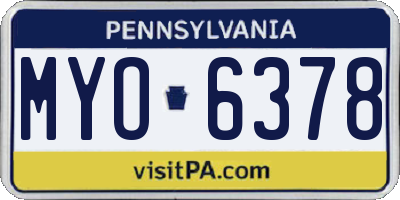PA license plate MYO6378